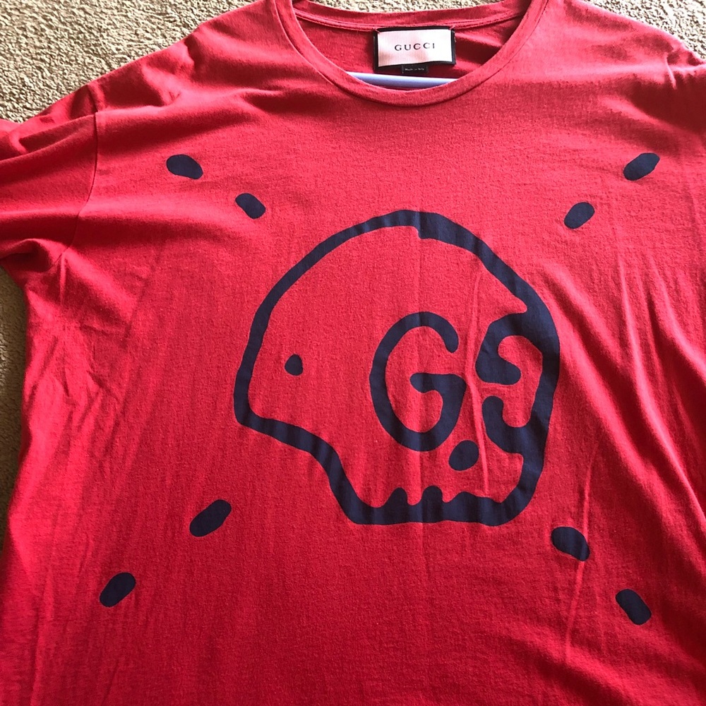 Men’s authentic Gucci Ghost GG diamond T-shirt